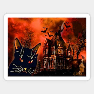 Evil Black Cat Halloween Magnet